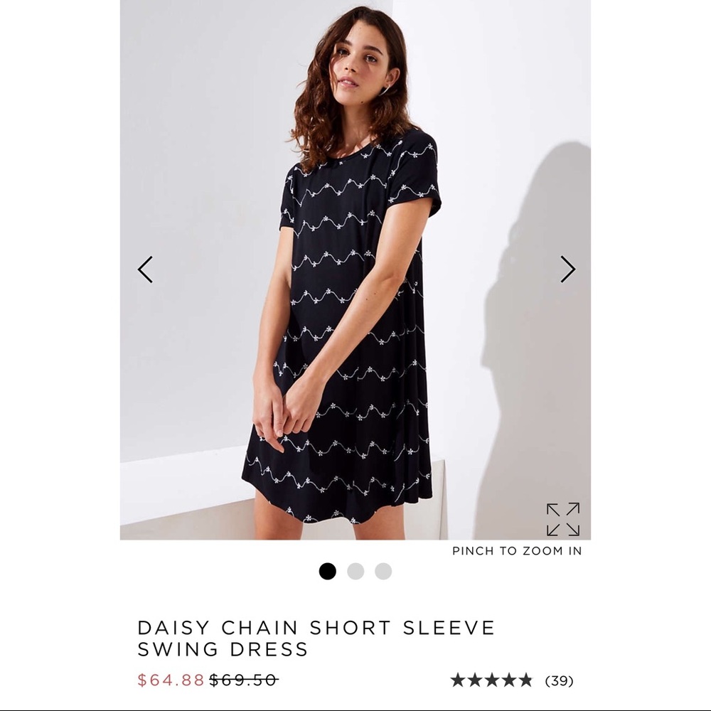LOFT DAISY CHAIN SHORT SLEEVE SWING DRESS